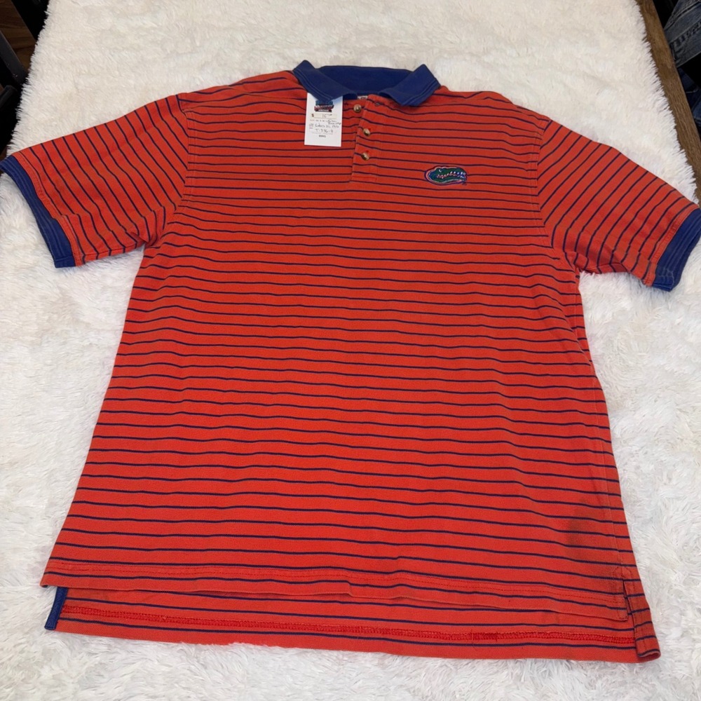 Boca Classics Polo Shirt Mens XL Orange Blue Excellent Florida Gators Striped